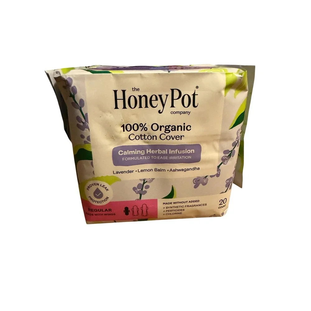 NEW (2 Pack) The Honey Pot Co. Calming Herbal Regular Pads - 20 Count Each